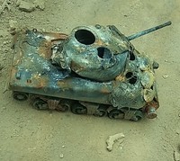 US Sherman Verbrannt zerstört  Für Diorama Gebaut Pro Built++1:35