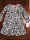 New NWT Carter Girl Black White Pink Zebra Print Fleece Nightgown Gown 4-5 Twin