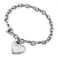 Herz-Armband mit Gravur aus Edelstahl und massivem Herzanhänger