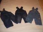Lot of 3 Infant Bib Overalls 6-9 Months Carter's Calvin Klein OshKosh Denim 