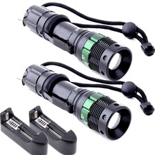2000 Lumen XM-L T6 LED Zoomable Flashlight Torch Light+18650 Battery Charger