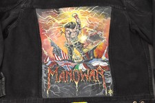 Vintage 1980s' Manowar Artwork Airbrushed on Lee's Black Denim Jean Jacket Sz M