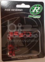 4 REVERSE Kettenblattschrauben Set rot Alu 7 mm Schrauben + Mutter + Spacer