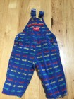 Vintage Boys Blue Trains Jeans Pants Overalls Oshkosh Vestbak Size 6/9 Months