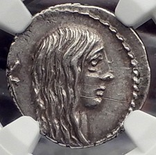 JULIUS CAESAR Gallic War SIEGE OF MASSILIA Silver Roman Republic Coin NGC i58861