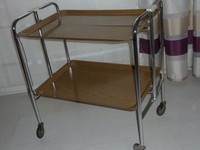 Dinett Bremshey 70er Servierwagen Teewagen Teak Klapptisch 