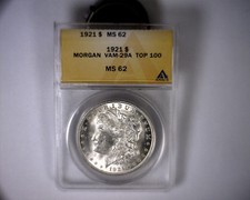 Ms62 Anacs 1921 Top 100 Vam 29A Infrequently Reeded Morgan Silver Dollar Coin