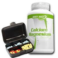 (12,68€/100g) Best Body Nutrition Calcium Magnesium 100 Kapseln + Tablettenbox
