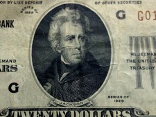 1929 $20 National Currency Federal Reserve Bank Of Chicago Nice Note