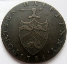 Great Britain Hal Penny Token Portsea 1794 Great Condition
