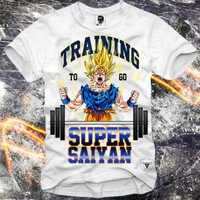 E1SYNDICATE T SHIRT TRAINING GO SUPER SAIYAN DRAGONBALL GYM SON GOKU ONE PIECE