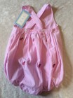 Viva La Fete 18 M Bubble Romper K&L Embroidered Pink Striped Ladybug Nwt