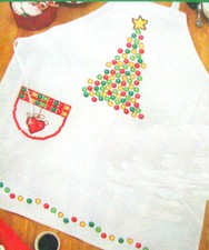 Christmas Gum Drop Tree Bib Apron Stamped CROSS STITCH Craftways NIP Holiday