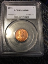 1952 P Lincoln Cent Pcgs Ms 66 Red