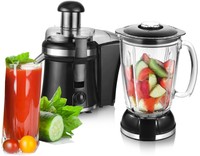 Smoothie Maker Ice Crusher + Saftpresse Entsafter Glas Standmixer 800 Watt 1,5 L