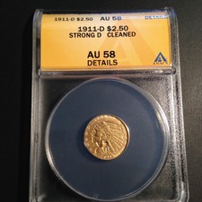 1911-D Quarter Eagle *A Super Fine Strong D Looks Bu* The Key Date Anacs Au-58