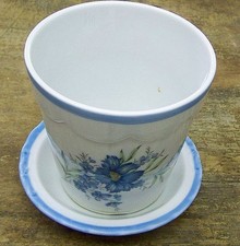 Andrea by Sadek Planter #9369 Floral Blue Japan 4.5" x 4.25" Free Shipping