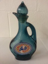 Vintage Avon Blue w/ Bird Glass Cruet, w/ Stopper Decanter Bottle