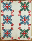 OUTSTANDING Vintage 1860's Cactus Flower Red & Green Applique Antique Quilt ~WOW