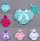 Newborn Baby Girl Flower Headband+Ruffle Bloomer Nappy Pant Shorts Photo Clothes