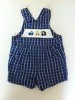 Carter's 9 Months Baby Boy Blue White Plaid Car Sunsuit Romper Vintage EUC 