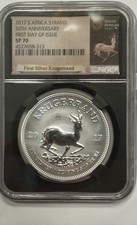 2017 South Africa Silver Krugerrand Ngc Sp70 First Day Of Issue Fdoi!