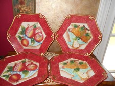 Pear Pomegranite Fruit Basket Wall Hanging Plaque 3D Raised Fruit Decor Ceramic
