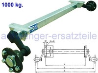 HGW 1000 kg. Achse ungebremst - AM: 1300 mm  AS: 5*112