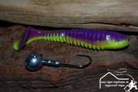 BERKLEY FLEX RIB ACTION SHAD- SET- 1Gummifisch mit 15g Jigkopf z.B.Zander Rügen