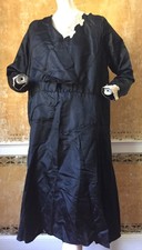 New listing
1920s Black Silk Satin Day Dress Floral Lace Asymmetrical Bias Cut Vintage Vtg