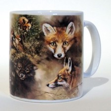 Ceramic mug with Wildlife, Foxes. Mug46 Mick Cawston
