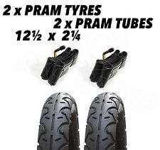 2x Pram Tyres & 2x Tubes 12 1/2 X 2 1/4 Slick Quinny Buzz Freestyle Moodd Speedi