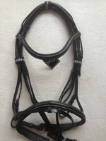 Trense CAMA, englisch, Schwarz mit weißen Kontrasten, Gripzügel, Gr. Pony, SALE