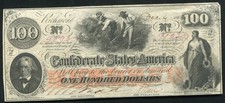 1862 $100 One Hundred Dollars Csa Confederate States Of America "Picker"