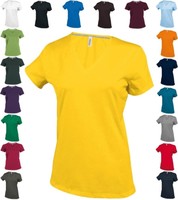KARIBAN Damen Kurzarm V-Ausschnitt T-Shirt Kontrast Frauen - S M L XL XXL 3XL(2)