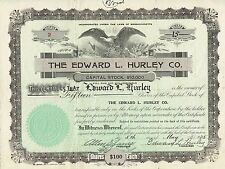 Usa Edward L Hurley Company stock certificate #2 Itasb Edward L Hurley