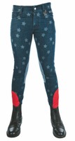 Jeans-Reithose Bibi & Tina STARS, Kniebesatz,jeansblau HKM Kinderreithose,Sterne