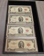 Lot of 2 Red Seal $2 Dollar Bill Note Circulated #4