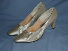 Silver Woven Lame Metallic Vtg Women'S Thom McAn Pumps Size 8 Halloween Costume