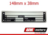 Typenschild Blanko Anhängertypenschild Anhänger Anhängerschild NEU