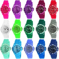 Uhr Armbanduhr Damenuhr Herrenuhr Bunt Silikon Gummi Silikonuhr Gummiuhr Schwarz