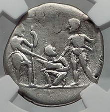 Roman Republic SAMNITE WAR Rome Soldiers PIG OATH Ancient Silver Coin NGC i60090