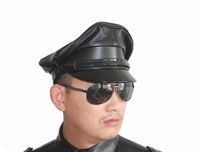 Herren Police Stil 100% Neuseeland Einfuhr Echt Leder Hüte Offiziere Mütze 