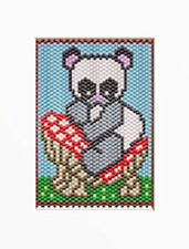 Panda On A Mushroom~Beaded Banner Pattern Only