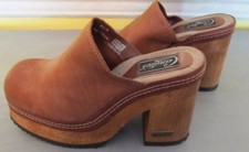 Vintage Candies Wood Platform Leather Clogs Hippie Boho Sz 8.5
