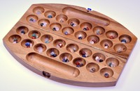 Bao Hus Kalaha Bohnenspiel Edelsteinspiel Muschelspiel oval Samena Holz Gr. L