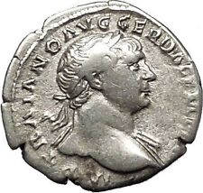 Trajan Ancient Silver Roman Coin Pietas Loyalty Devotion Religiosity i53352