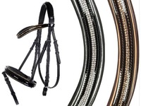 HKM Trense Lydia mit Strass und Lack schwarz, braun, Pony, COB/VB, WB Lacktrense