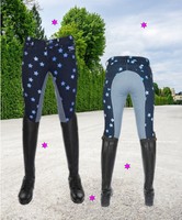 Jeans-Reithose Bibi & Tina STARS,3/4-Besatz,jeansblau HKM Kinderreithose,Sterne