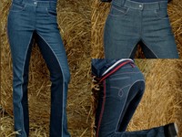 Neue HKM Georgia Jeans Jodhpur Vollbesatz Reithose Gr. 34 + 38